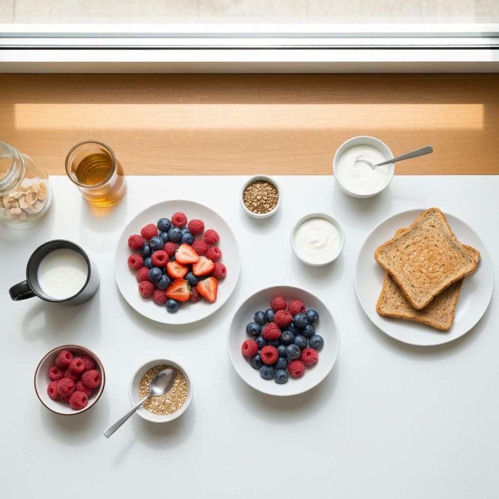 Healthy food components arranged for daily nutrition