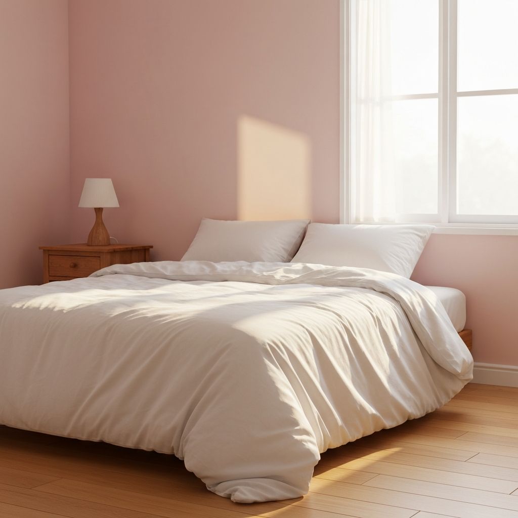 Peaceful bedroom with morning light